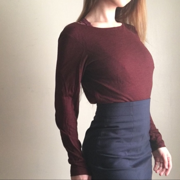 LK Bennett Maroon Long Sleeve Shirt - Picture 2 of 2